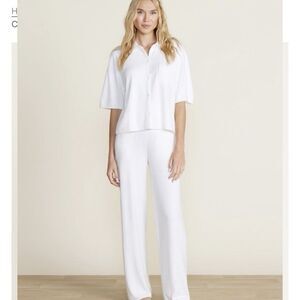 Barefoot Dreams Cozy Chic Ultra Lite Cropped Short Sleeve Shirt White Size Large